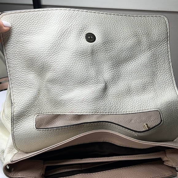 Plinio Visona Beige Peach Stone Pebbled Leather Three Way Bag - Made in Italy - Picture 11 of 16